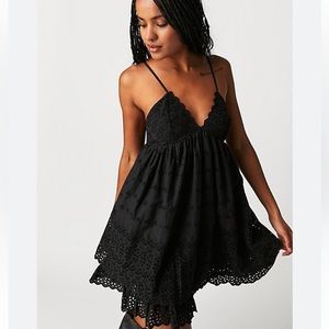 Free People Lillia Mini Dress in Black